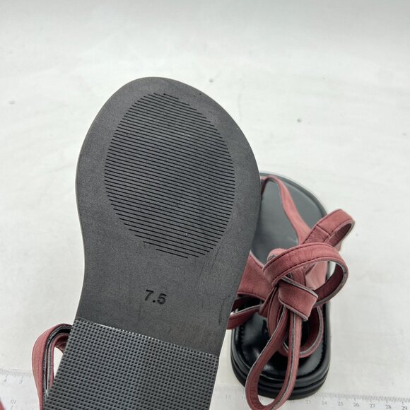 FOWT Wine Women Split Round Toe Sandals Lace up Strappy Soft Flip Flop Shoes - Picture 6 of 8